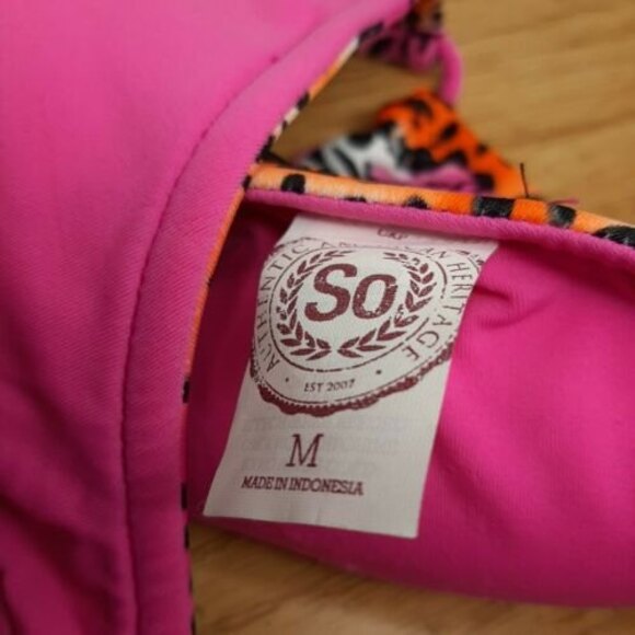 NWT M SO Reversible Pink Animal Bikini Swimsuit Bathing Suit Separates TOP ONLY - Picture 5 of 7